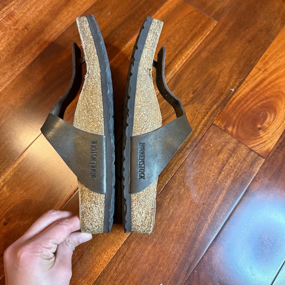 Tan and Black Thong Sandals with Contoured Footbed - Picture 10 of 16